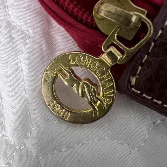 LONGCHAMP Le Pliage Medium Handbag Red Nylon Tote Foldable - Picture 7 of 13